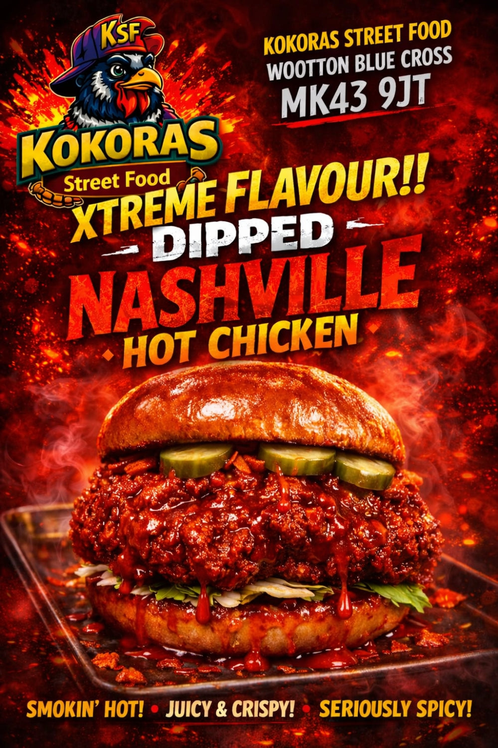 Extreme Dipped Nashville Chicken Burger